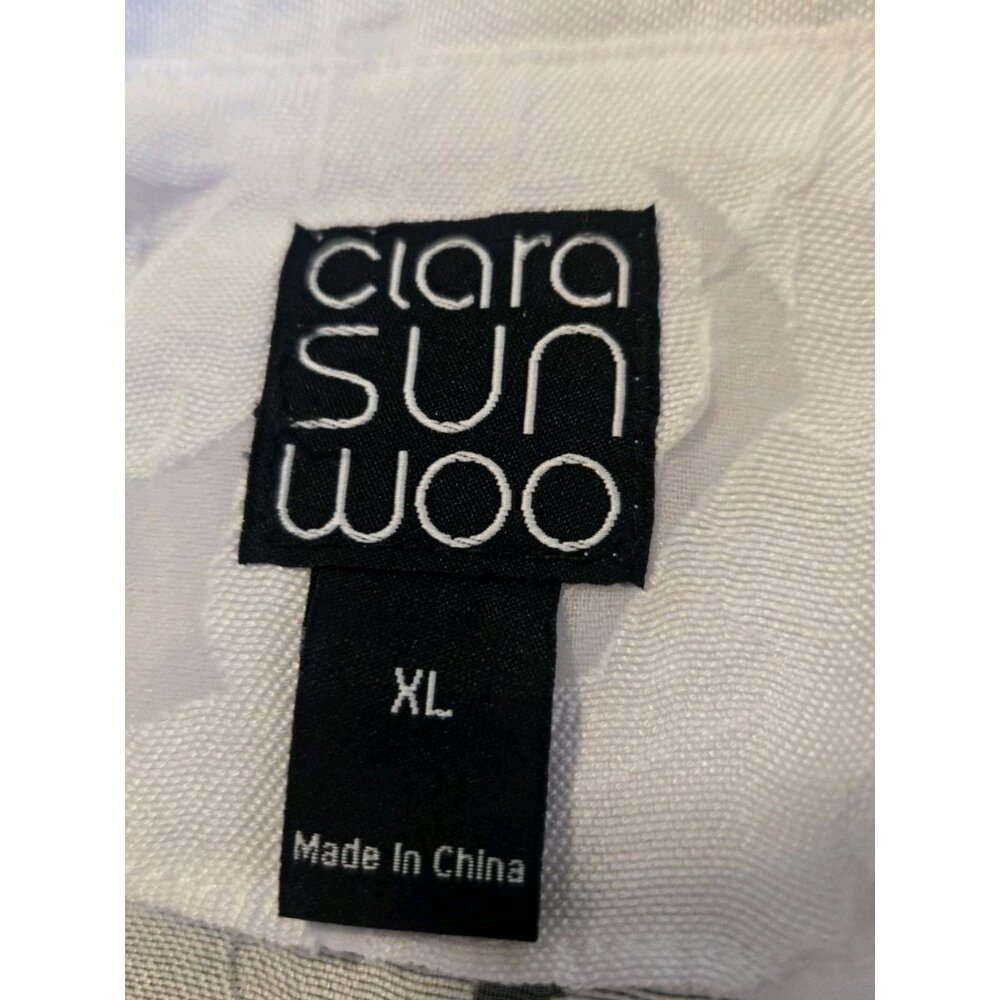 Clara Sun Woo White Floral Burnout Jacket XL Lagenlook Artsy Womens Button - Picture 6 of 7